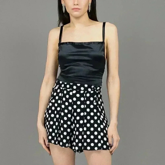 Vintage Polka Dot Pom Pom Shorts Small High Waisted Short Summer Flowy Shorts - Picture 1 of 4